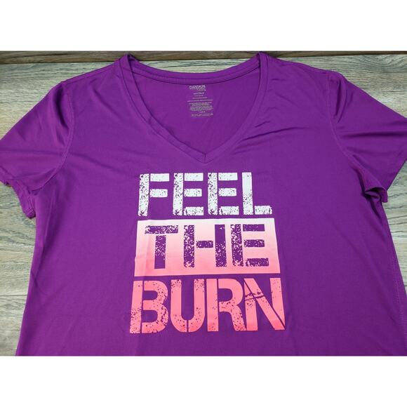 Danskin Now Semi Fitted Purple Short Sleeve V-Neck Active Top Women's Large - Picture 3 of 5